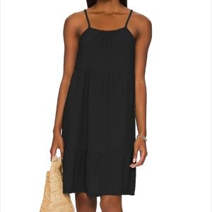 Bobi Los Angeles Beach Gauze Tiered Cami Dress Black Size M
